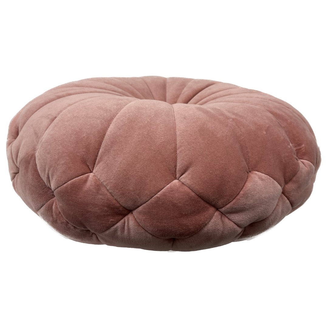 Blush Pink Velvet Pillow with Tufted Sides - HER Home Design Boutique